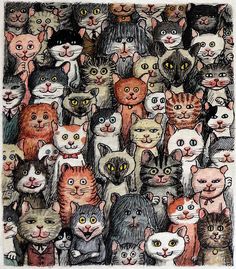 a large group of cats with different colors and sizes