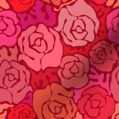 a bunch of red and pink flowers on a purple background