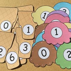 ice cream cone number match game for kids to practice counting and subming the numbers