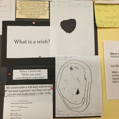 several pieces of paper with words and pictures on them that say, what is a wish?