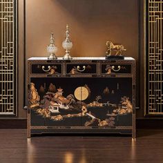 This hallway cabinet features traditional Chinese craftsmanship. Hand-painted design with smooth drawer sliding. Exquisite details, high-quality materials for durability. It's a perfect blend of art and functionality DICIXA | DICIXA Pair Shoe Storage Cabinet 34.25 H x 47.24 W x 15.74 D in / brown / gray / pink / yellowSolid Wood / Manufactured Wood in Black | 12 | Wayfair Foyer Furniture, Wood Organization, Hallway Cabinet, Whimsical Furniture, Cabinet Features, Outdoor Storage Sheds, Shoe Storage Cabinet, Hand Painted Furniture, Garden Storage