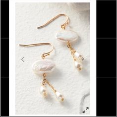 Soft Surroundings Crystal Drop Earring Adjustable Pearl White Dangle Earrings, White Pearl Drop Chandelier Earrings, White Round Linear Earrings With Pearl Drop, White Linear Pearl Drop Earrings, White Dangle Linear Earrings With Pearl Charm, Adjustable White Pearl Drop Earrings, White Drop Earrings With Ear Wire, White Pearl Drop Linear Earrings, White Round Chandelier Earrings