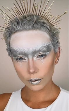 Who doesnt 🩶 a Halloween angel costume. This angel inspired makeup spotlights the FAB face gems from Half Magic Beauty, found Ulta Beauty #angelmakeup #angels #halloweenmakeup #halloweenmakeupideas #facegems Scary Angel Makeup, Biblical Angel Makeup, Angel Make Up Halloween, Angel Inspired Makeup, Angel Face Makeup, White Angel Makeup, Angel Face Paint, Angel Makeup Halloween, Angel Makeup Looks Halloween