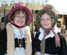 Bonny Wise & Kathy Chopra at NOLA 2015 Pride And Prejudice 2005 Costumes, Regency Headdress, Sense And Sensibility 2008, Regency Bonnet Fashion Plates, Regency Dress, Jane Austen, Pattern