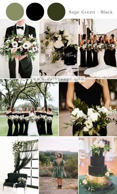 black and white wedding color palettes with greenery for the bride's bouquet