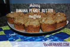 banana peanut butter muffins on a plate