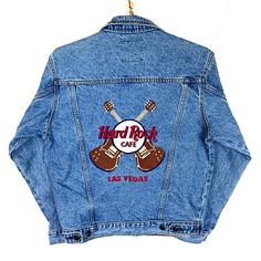 Vintage Hard Rock Cafe Denim Jean Jacket Size XS Medium Wash Size/Measurements (Based in inches) Size - XS Pit to pit - 21" Length - 24" Shoulder to cuff - 22" Condition / Details Stained collar Combined Shipping: We provide combined shipping, please contact us for a quote Rock And Roll Long Sleeve Streetwear Outerwear, Rock And Roll Style Outerwear For Fall Streetwear, Fall Rock And Roll Style Outerwear For Streetwear, Rock Style Cotton Outerwear For Fall, Rock Style Graphic Print Outerwear For Fall, Winter Rockabilly Outerwear For Streetwear, Rockabilly Long Sleeve Outerwear For Fall, Jean Vintage, Rock Cafe