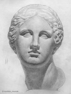 a pencil drawing of a bust of a woman