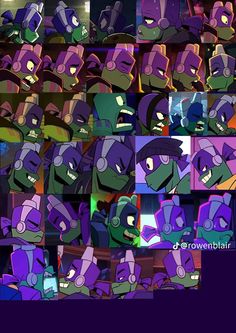 the many faces of an animated character in different colors and sizes, all with different expressions