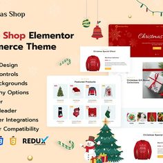 Christmas Shop Elementor WooCommerce Theme Snowman Tree, Christmas Ad, Woocommerce Themes, Christmas Shop, Christmas Gift Box, Christmas Special, Christmas Shopping, Gift Box