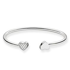 Cuff Bracelete with hearts-Thomas Sabo-Swag Designer Jewelry Sterling Silver Cuff Bracelet For Anniversary, Silver Cubic Zirconia Heart Bangle Bracelet, Silver Cubic Zirconia Heart Bangle, Silver Heart Bracelets With Diamond Accents, Heart-shaped Silver Bracelets With Diamond Accents, Silver Sterling Silver Heart Bracelet, Heart Shaped Silver Bracelets With Diamond Accents, Cubic Zirconia Heart Bangle Bracelet, Love Bridge