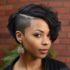 64 short hairstyles for black women to Look Chic and Stylish Pressed Hairstyles For Black Women Short Hair, Shaved Side Bob Hairstyles Black Women, Half Bob With Shaved Sides Black Women, Short Quick Weaves For Black Women, Pixie Weaves For Black Women, Kesha Hairstyles, Bob With Undercut Shaved Sides, Shaved Side Hairstyles Black Women, Shaved Side Bob