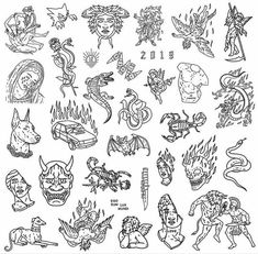 a poster with various tattoo designs on it