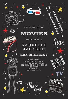 a movie themed birthday party with movies and stars