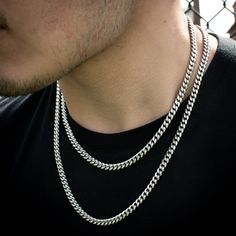 Miami Cuban Link Chain (6mm) in White Gold - The Jewelry Plug Classic Durable Silver Jewelry, Miami Cuban Link Chain, Miami Cuban Link, Cuban Link Chain Necklaces, Gold Chains For Men, Gold Chain Jewelry, Miami Cuban, Jewelry Bag, We Made It