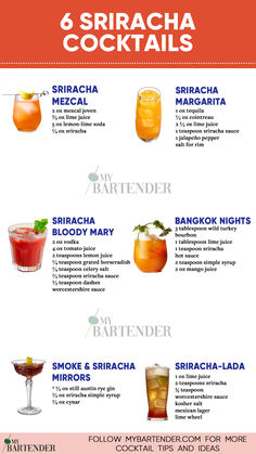 Sriracha Cocktails Cocktail Specials, Alcohol Mixers, Fruity Alcohol Drinks, Mango Cocktail, Classic Drinks, Special Coffee