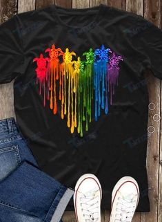 LGBT pride rainbow color Graphic Unisex T Shirt, Sweatshirt, Hoodie Size S - 5XL available in T-shirt, hoodie, tank top, longsleeve, multi color and size S M L XL XXL 3XL 4XL 5XL. Shipping from the US. Easy 30 day return policy - Shop now! 6.1-ounce, 100% cotton .Double-needle neck, sleeves and hem; Roomy Unisex Fit. Ash is 99% cotton, 1% poly; Sport Grey is 90% cotton, 10% poly; Dark Heather is 50% cotton, 50% polyester .Decoration type: Digital Print. Made by Gildan Rainbow Graphic, Stylish Shirt, Lgbt Pride, Rainbow Pride, Colorful Heart, Classic Pattern, Sweatshirt Hoodie, Heart Shape, Turtles