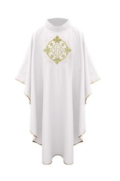 Chasuble with IHS symbol - white White liturgical chasuble with gold Eucharistic IHS embroidery. The chasuble is trimmed with gold piping. The chasuble is a Polish product, made of the highest quality materials. The chasuble is accompanied by a stole. The white chasuble is used in Offices and Masses of the Easter and Nativity Period. Ihs Symbol, Clothing Items, Nativity, Poland, Display Homes, Ships, Purses And Bags, Music Clothes, Clothes