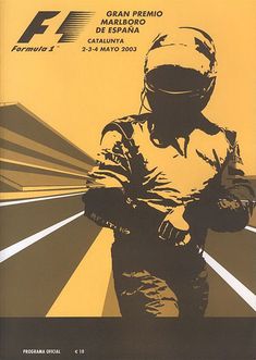 an advertisement for the italian grand prix featuring a man in a racing suit and helmet