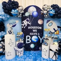 Outer Space Baby Shower, Boy Shower Themes, Gender Reveal Baby Shower Themes, Baby Shower Party Themes, Baby Boy Themes, Space Theme Party