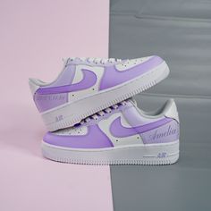 Light purple with Dark Purple Swoosh Air Force 1s Custom Shoes Sneakers-shecustomize Flowers Anime, Lv Sneakers, Custom Af1, Air Force 1s, Air Force 1 Custom, Unique Sneakers, Purple Sneakers, Sneaker Lovers, Custom Air Force 1