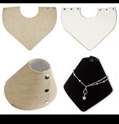 four different types of bibs and necklaces