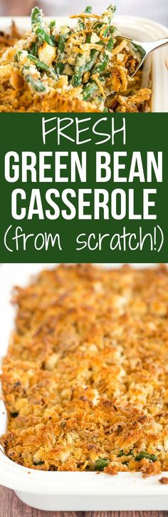 green bean casserole from scratch with text overlay