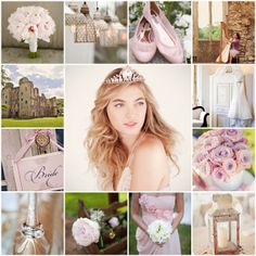 a collage of photos with flowers, shoes and other things in them that are pink