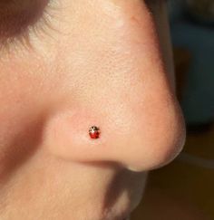 a close up of a person's nose with a tiny red dot on it