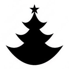 a black and white silhouette of a christmas tree with stars on it's top