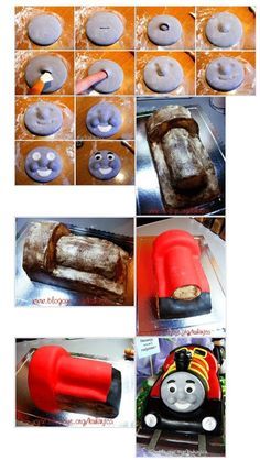 there are many pictures of different things made out of doughnuts and other items