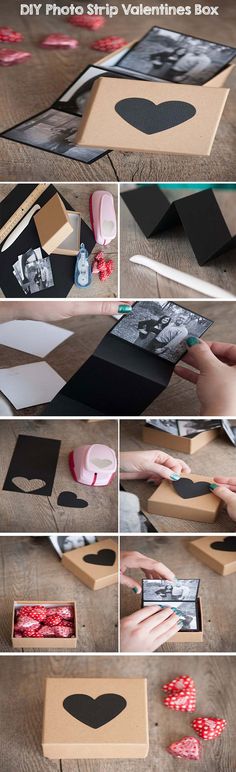 the diy photo strip valentines box is ready to be filled with hearts and kisses