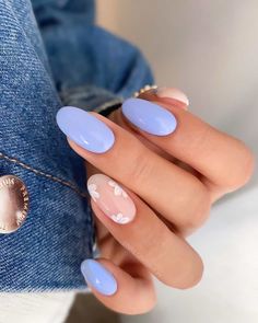 21+ Perfect Periwinkle Nails To Copy This Year Periwinkle Nails, Lavender Nails, Her Nails, Round Nails, Short Acrylic Nails Designs, Oval Nails, Spring Nail