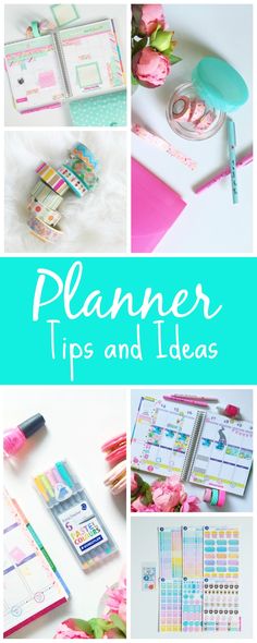 a collage of photos with the words planner tips and ideas