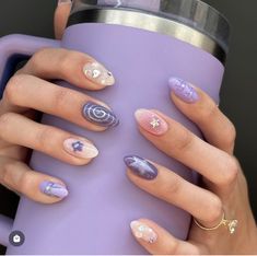 Birthday Nails Inspo, Purple Chrome Nails, Purple Chrome, Amazon Beauty, Hello Nails, Hippie Nails, Chrome Nail, Blush Nails, Pretty Gel Nails