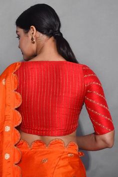 Shop for Label Earthen Orange Handwoven Banarasi Silk Saree With Blouse for Women Online at Aza Fashions Red Pre-draped Saree With Cutdana, Red Cutdana Pre-draped Fitted Saree, Fitted Red Pre-draped Saree With Cutdana, Red Fitted Pre-draped Saree With Cutdana, Red Cotton Silk Blouse With Cutdana, Red Cutdana Cotton Silk Blouse, Fitted Brocade Saree With Resham Embroidery, Fitted Pre-draped Cotton Silk Saree With Dori Work, Fitted Red Brocade Choli