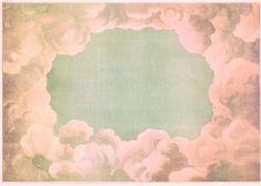 an image of clouds in the sky with a green center surrounded by smaller white clouds