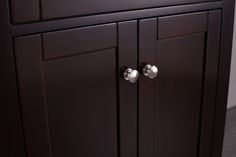 a close up of a cabinet with two knobs