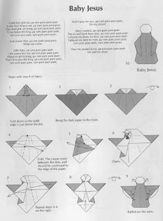 the instructions for how to make an origami baby jesus