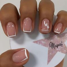 French Manicure Nails, Girly Acrylic Nails, Short Square Acrylic Nails, Acrylic Nails Coffin Short, Short Acrylic Nails Designs, Short Nail Designs, Pink Acrylic Nails, Square Acrylic Nails