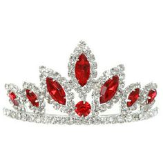 - Color Red - Dazzling Stoned Small Tiara With Comb - Dimension In Inches: 3" Width X 1.5" Tall Tiffany Girls, Girls Tiara, Military Ball Dresses, Silver Tiara, Gold Tiara, Girls Couture, Head Piece, Junior Bridesmaid, Silver Dress