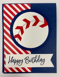 a happy birthday card with red, white and blue stripes