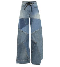 Find TOM FORD Patchwork High-rise Wide-leg Jeans on Editorialist. Material: 100% cotton. Care instructions: machine wash at 30 degrees. Made in Italy. Designer color name: Blue. Material II: 68% polyester, 32% polyurethane. Details: 100% calf leather. Pockets: five pockets. Closure: zipper fly, button fastening, self-ties. Belt loops. Attached belt. Tom Ford Clothing, Jeans Trend, Denim Projects, High Rise Wide Leg Jeans, Leather Western Boots, Cropped Pullover, 90s Denim, Patchwork Jeans, Denim Trends