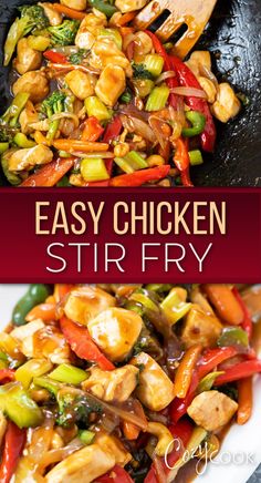 chicken stir fry with a mix of vegetables. Chinese Chicken Wok Recipes, Easy Chinese Stir Fry Recipes, Clean Chinese Food Recipes, Mexican Stir Fry Chicken, Chicken Stir Fry With Frozen Veggies, Chicken Stir Fry With Hoisin Sauce, Stirfry Chicken Recipe, Canned Chicken Stir Fry, Chicken Stir Fry With Zucchini And Squash