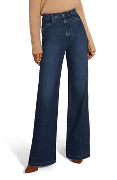 Favorite Daughter The Mischa Super High Waist Wide Leg Jeans | Nordstrom Chic Denim Outfits, Denim Outfit Ideas, Black Patent Loafers, High Waist Wide Leg Jeans, French Girl Chic, French Girl Style, Ankle Length Jeans, Denim Chic, Favorite Daughter