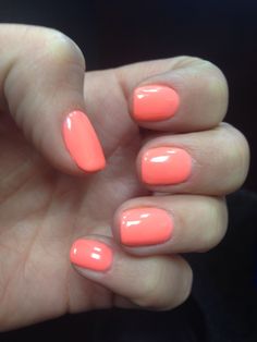 Bright peachy nails Peachy nails, Nails, Nail designs Peachy Nails, Bright Nails, Pink Nail Polish, Pink Nail, Peachy Pink, Nails Nails, Color Combos, Summer Nails