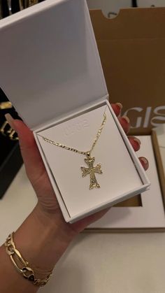 This detailed cross pendant exudes sophistication and grace. Paired with a classic gold chain, it’s the perfect piece to add meaning and style to your jewelry collection.

#GoldJewelry #CrossPendant #TimelessStyle #ElegantAccessories #StatementNecklace Add Meaning, Detailed Cross, Gold Cross Necklace, Classic Gold, Gold Cross, Elegant Accessories, Holiday Gift Guide, Cross Pendant, Gold Chain