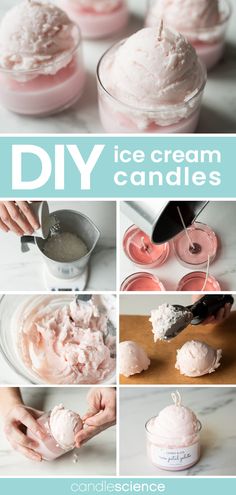 how to make homemade ice cream candles with pictures and text overlays that reads diy ice cream candles