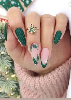 La Nails, Nails Christmas, Fancy Nails, Green Nails, Photo Reference