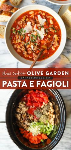 SLOW COOKER OLIVE GARDEN PASTA E FAGIOLI, crockpot, dinner ideas, comfort food, easy main dishes Slow Cooker Pasta Fagioli, Olive Garden Soup, Olive Garden Pasta Fagioli, Garden Soup, Olive Garden Pasta, Garden Pasta, Pasta Fagioli Recipe, Slow Cooker Pasta Recipes, Pasta Fagioli Soup